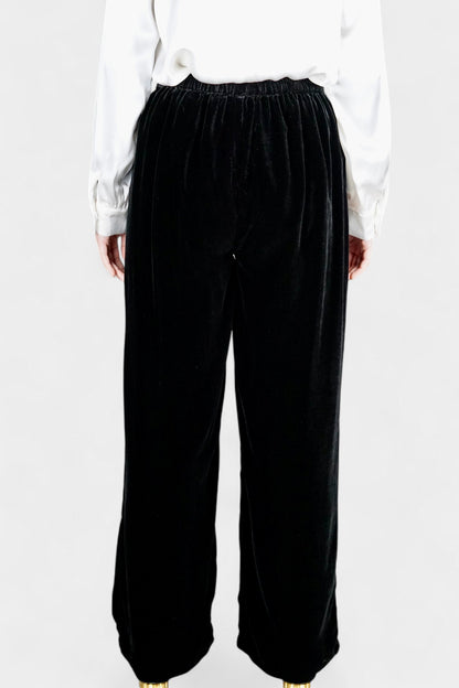 Mulberry Silk Velvet Elastic-Waist Pants
