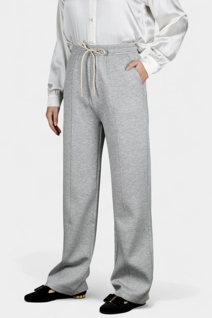 Pure Tussah Silk Lined Pants | Tussah Silk & Wool Blend Trousers in Grey