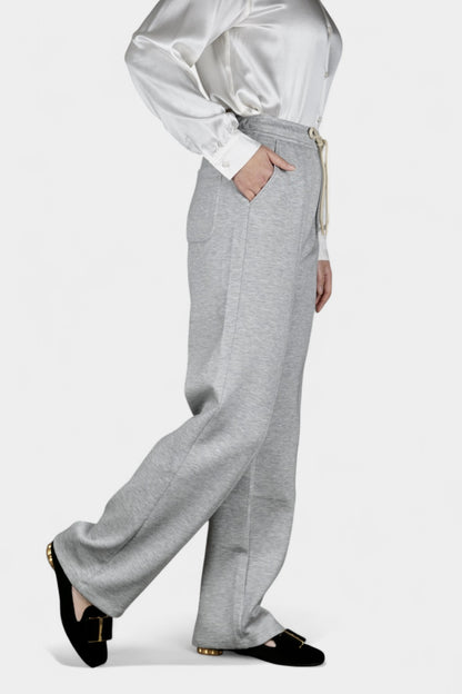 Pure Tussah Silk Lined Pants | Tussah Silk & Wool Blend Trousers in Grey