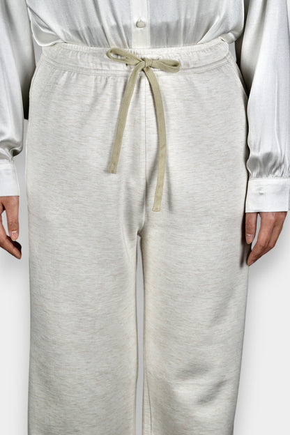 Pure Tussah Silk Lined Pants | Tussah Silk & Wool Blend Trousers in White