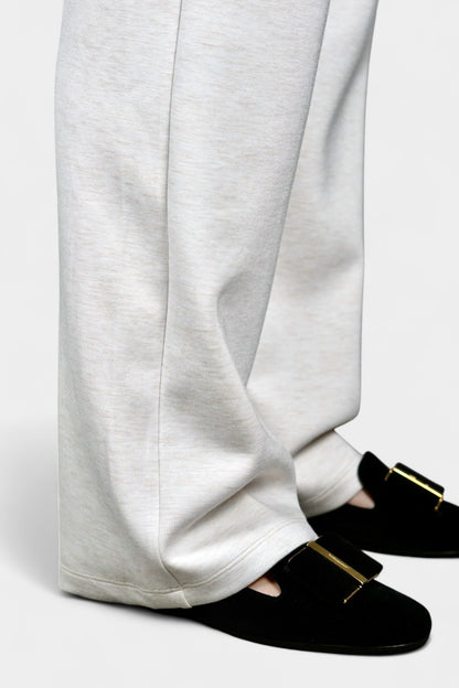 Pure Tussah Silk Lined Pants | Tussah Silk & Wool Blend Trousers in White