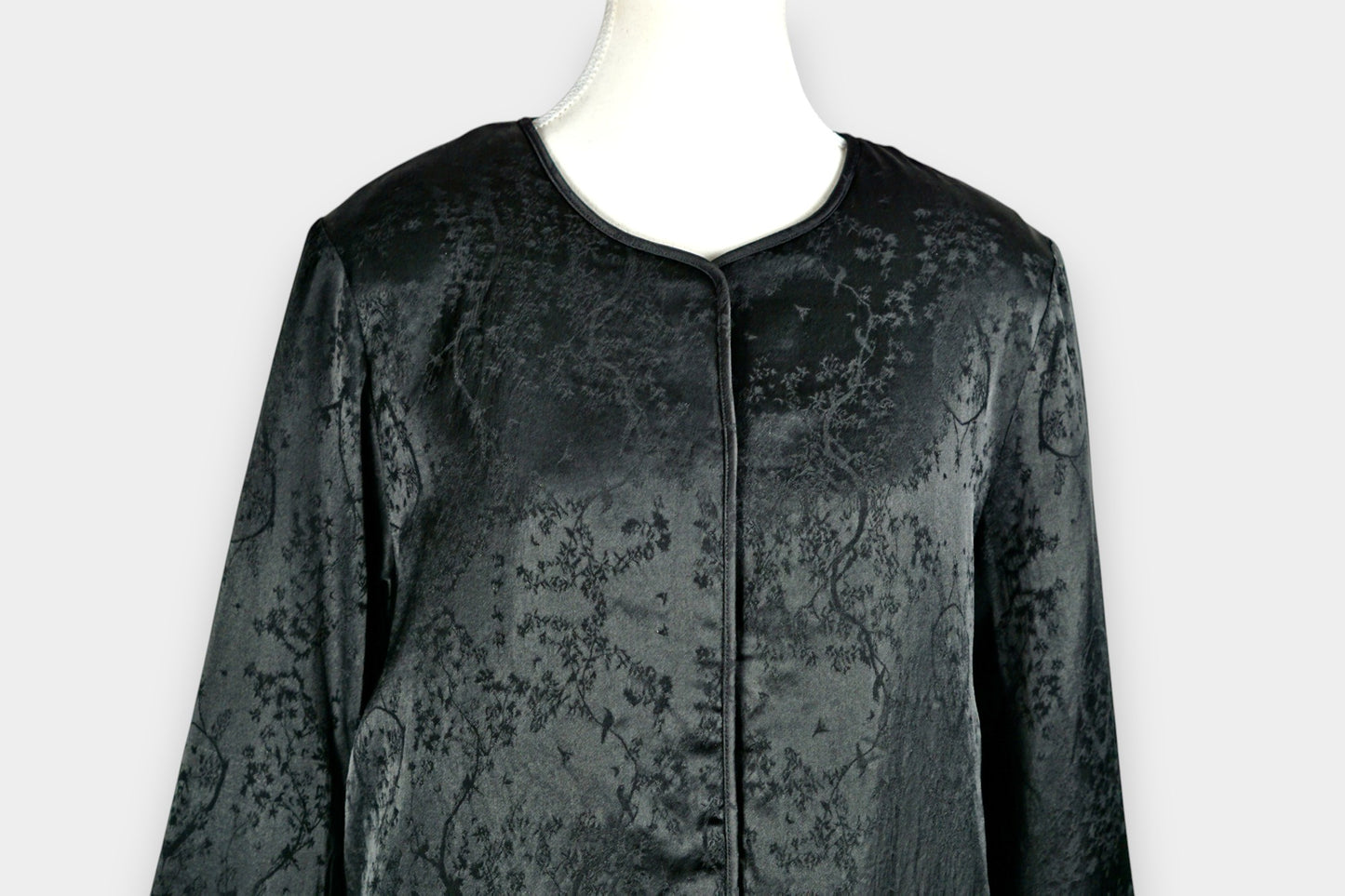 Handcrafted Black Mulberry Silk Jacket | Jacquard Outerwear