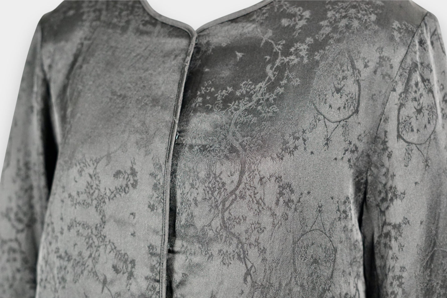 Handcrafted Black Mulberry Silk Jacket | Jacquard Outerwear