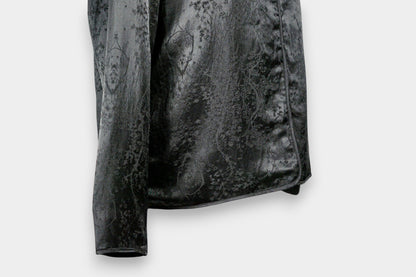 Mulberry Silk Jacquard Black Round-Neck Jacket