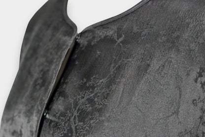 Mulberry Silk Jacquard Black Round-Neck Jacket