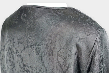 Mulberry Silk Jacquard Black Round-Neck Jacket