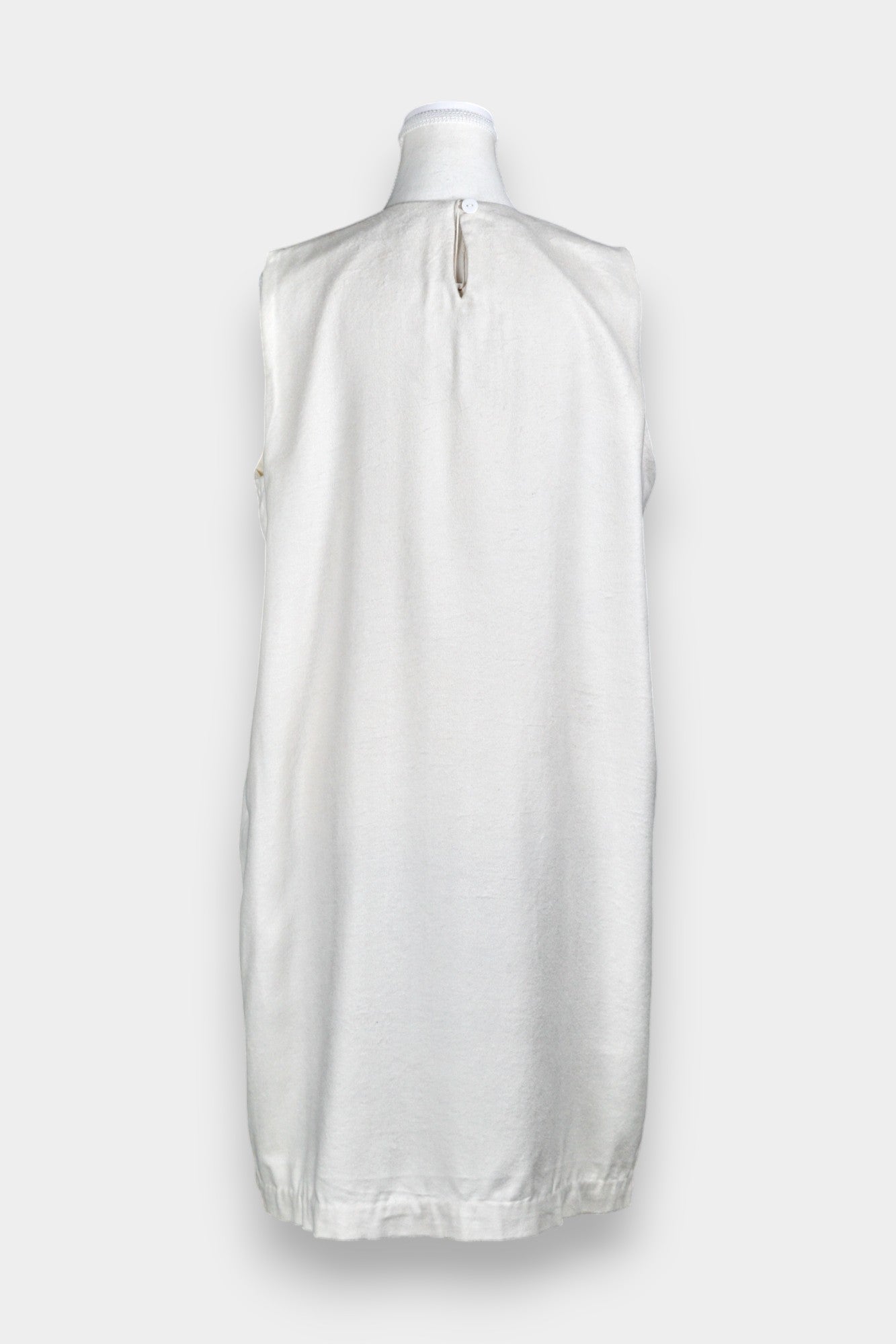 White Woven Mulberry Silk Sleeveless Dress | Soft & Luxurious