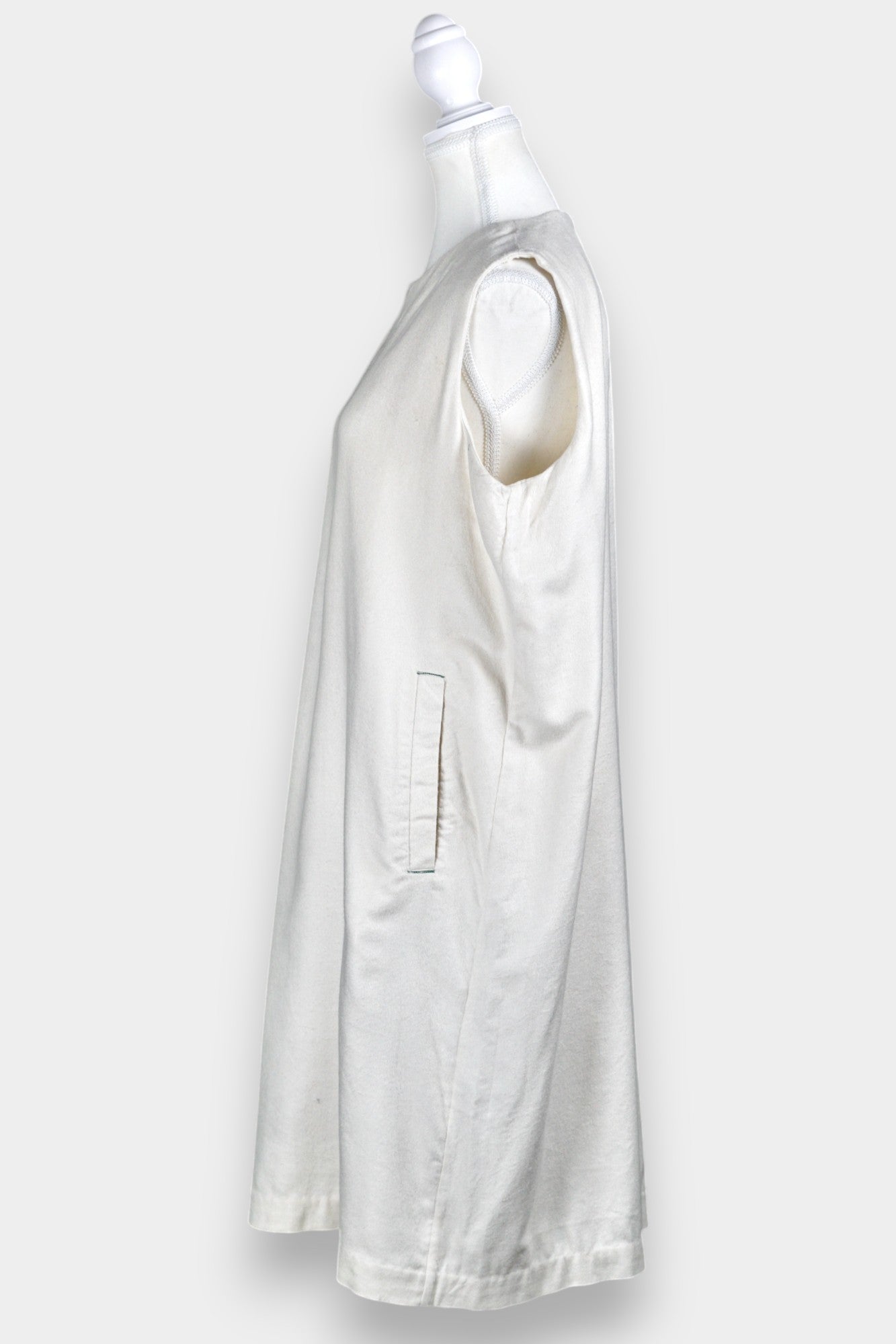 White Woven Mulberry Silk Sleeveless Dress | Soft & Luxurious