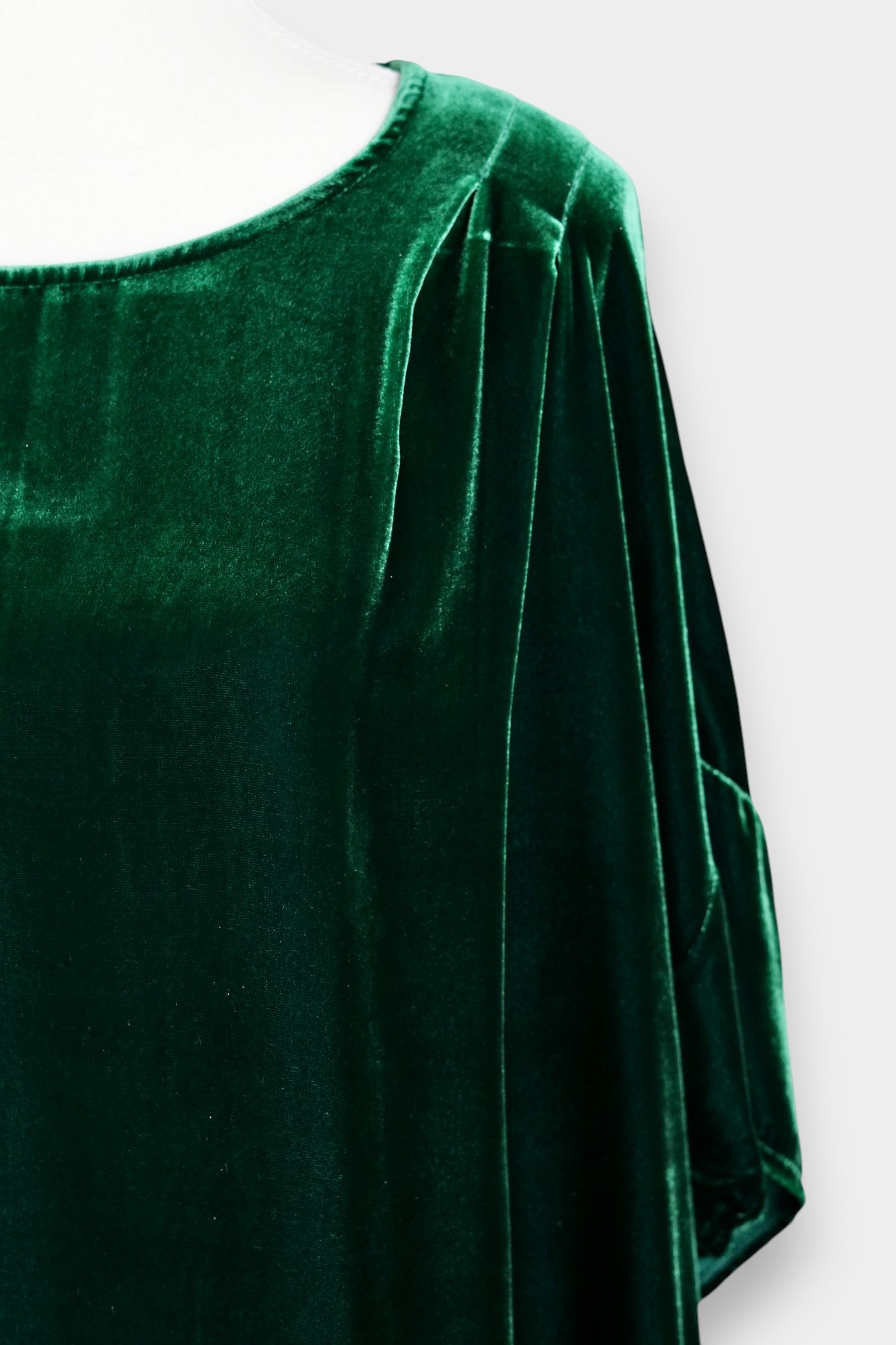 Emerald Green Velvet Draped Dress | Elegant & Loose Fit