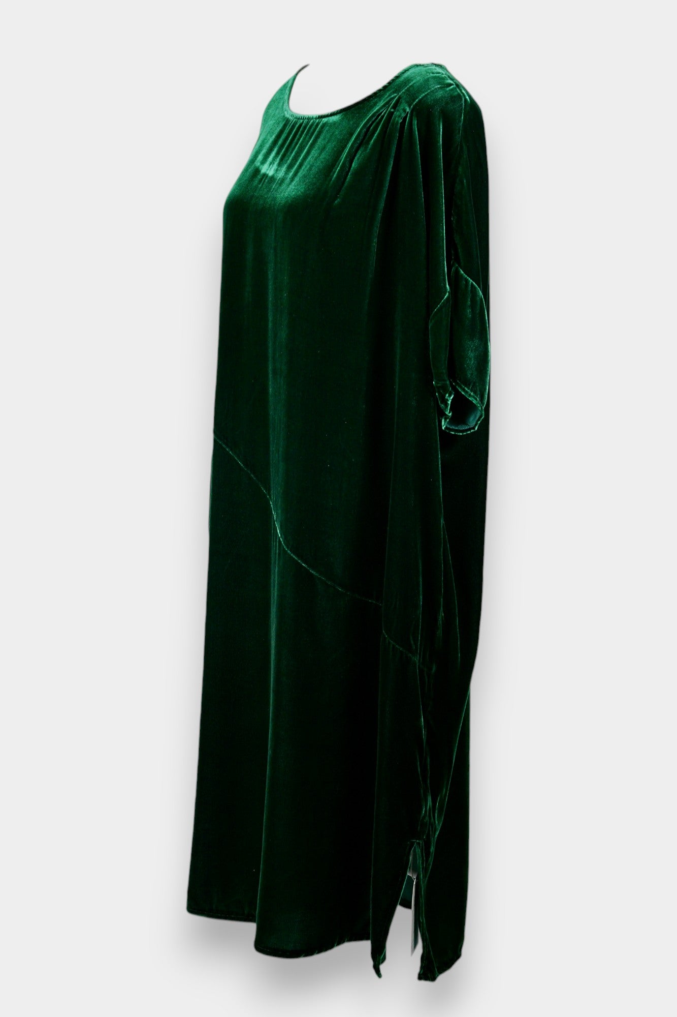 Emerald Green Velvet Draped Dress | Elegant & Loose Fit