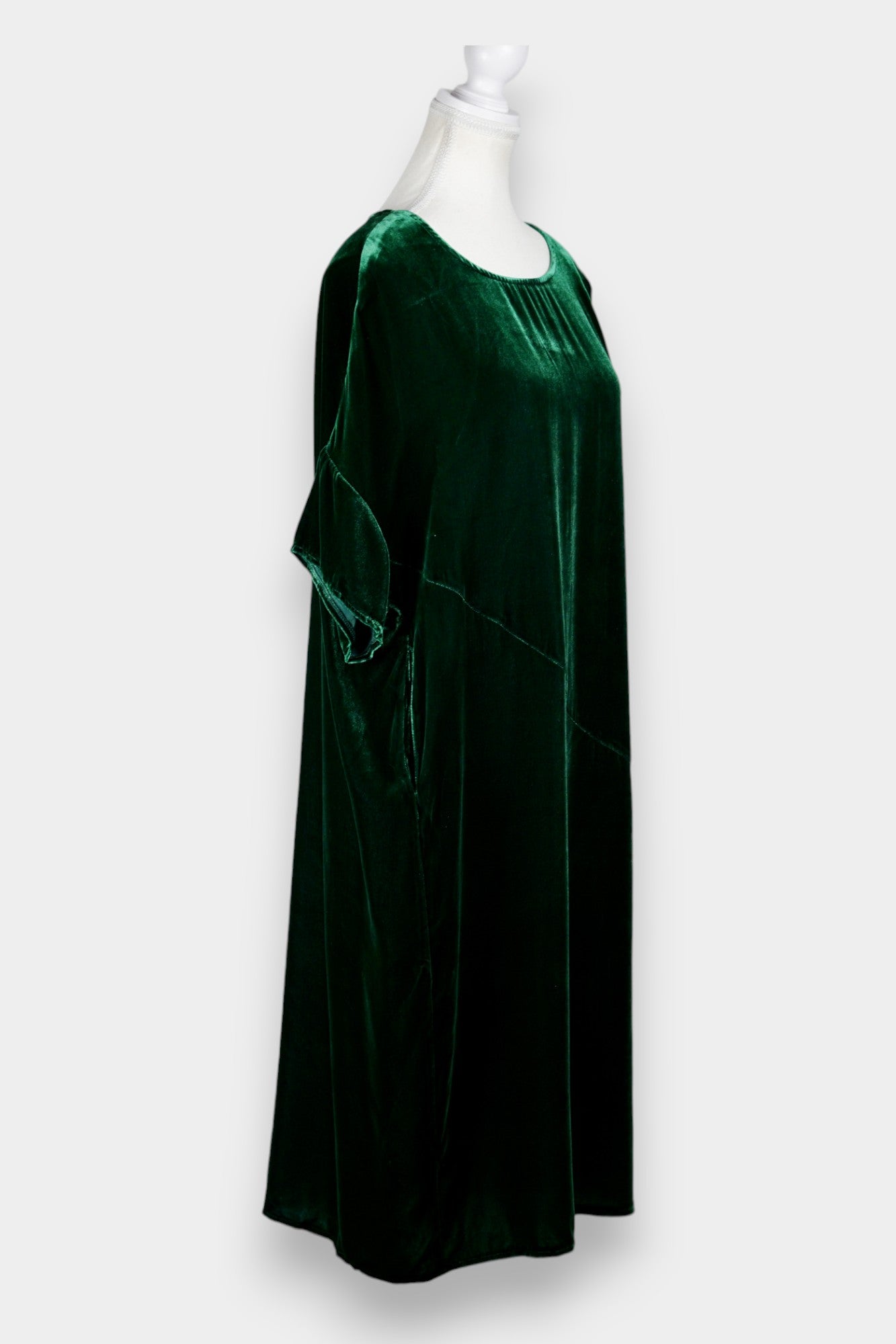 Emerald Green Velvet Draped Dress | Elegant & Loose Fit