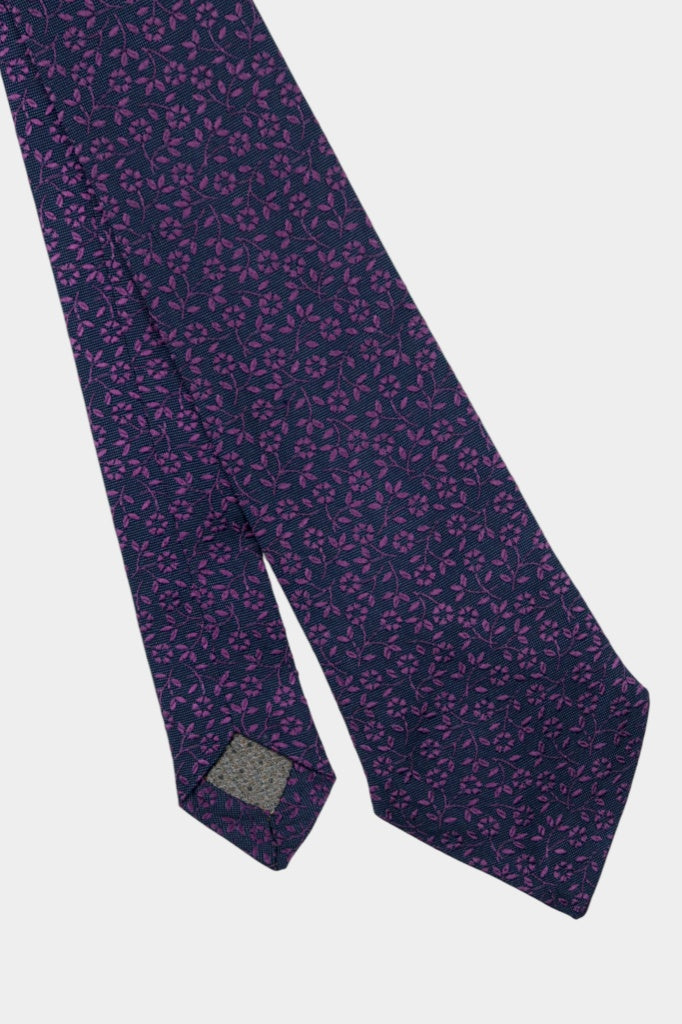 Pure Silk Paisley Pattern Necktie in Navy & Burgundy