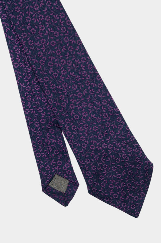 Pure Silk Paisley Pattern Necktie in Navy & Burgundy