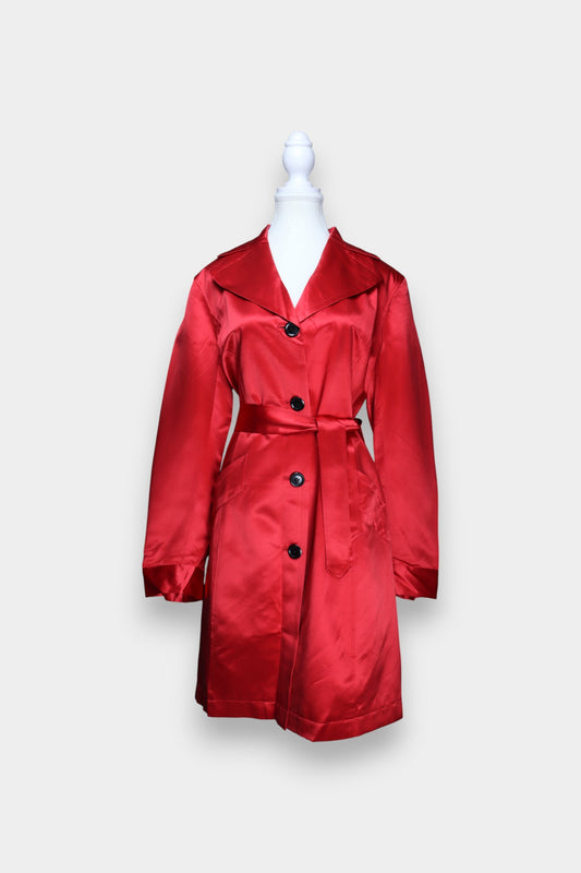 Mulberry Silk Satin Trench Coat