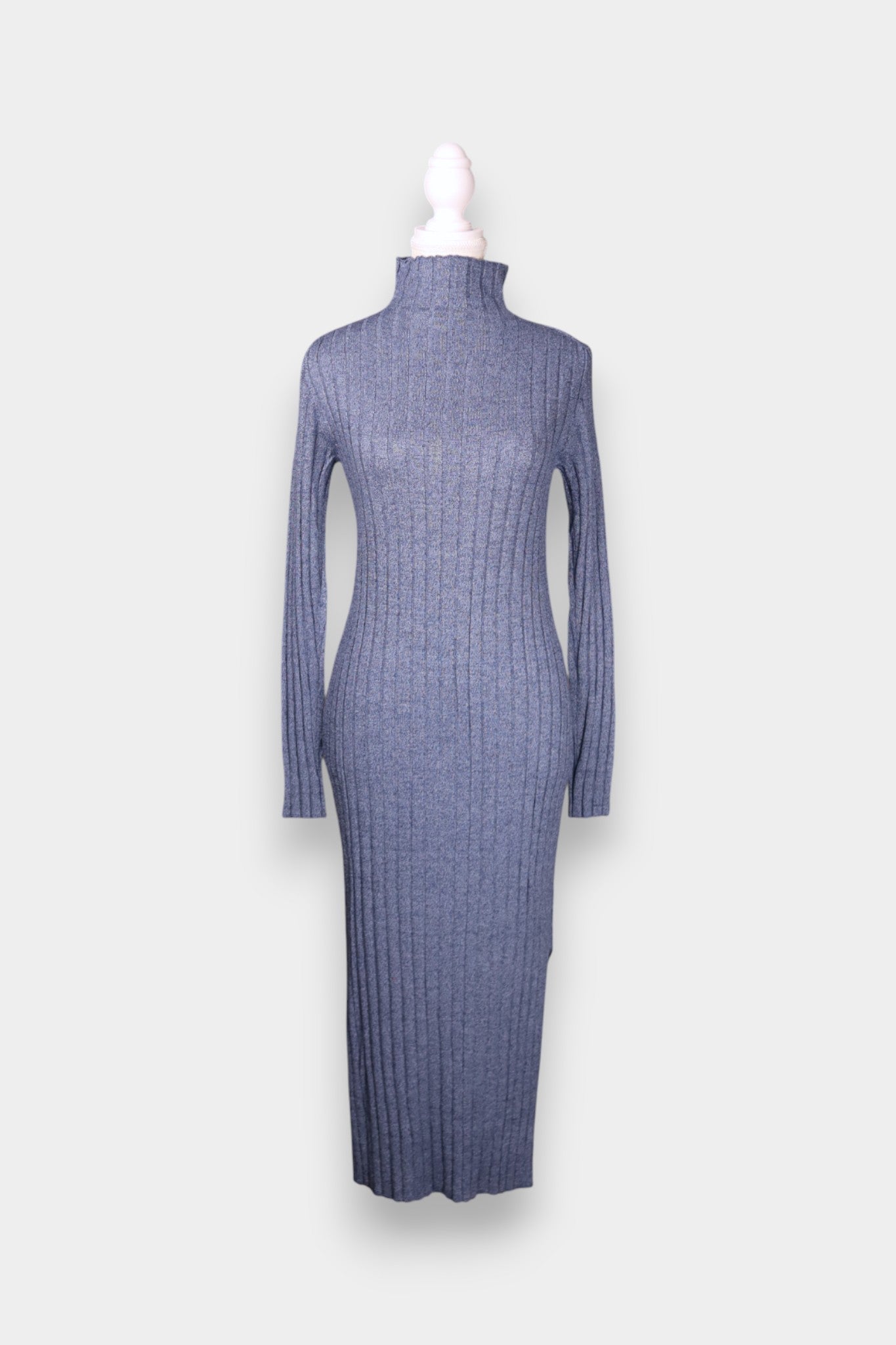 Mulberry Silk & Cashmere Ribbed Turtleneck Dress