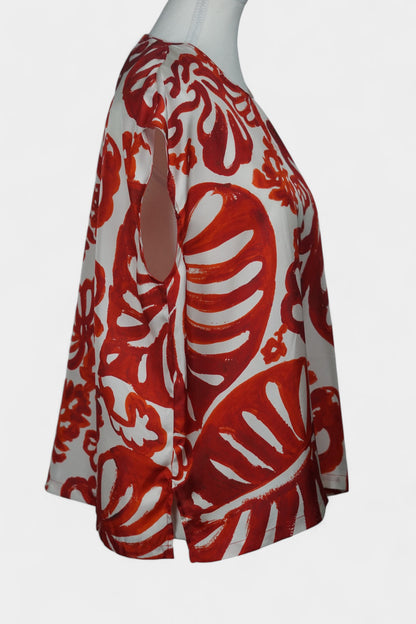 Mulberry Silk Abstract Botanical Print Sleeveless Top