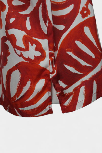 Mulberry Silk Abstract Botanical Print Sleeveless Top