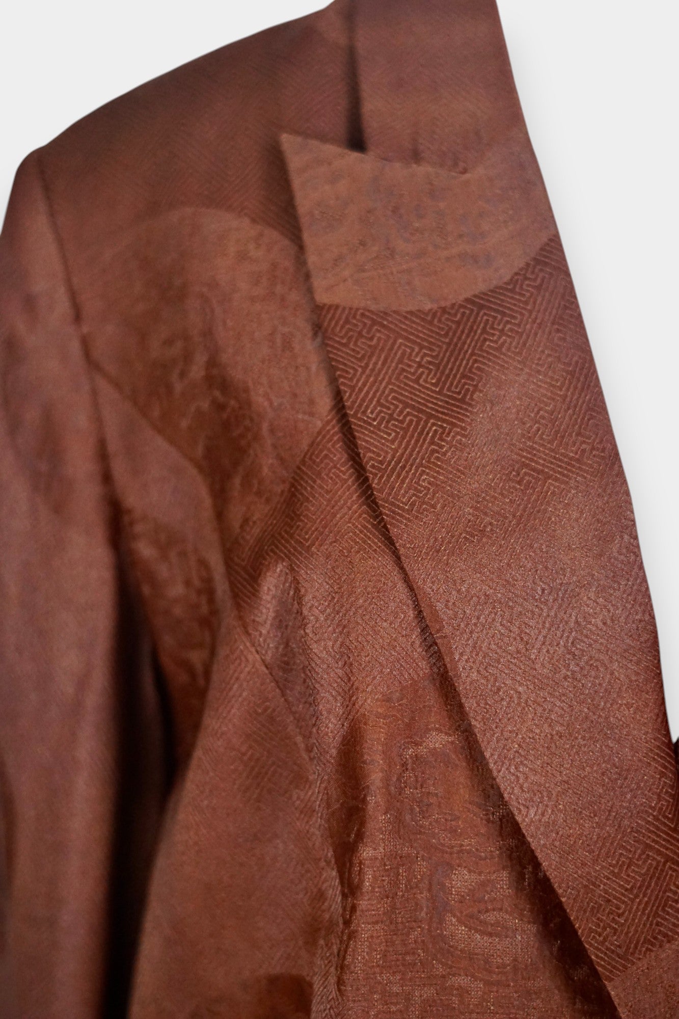 Brown Gambiered Guangdong Gauze Silk Blazer | Woven Silk Jacket