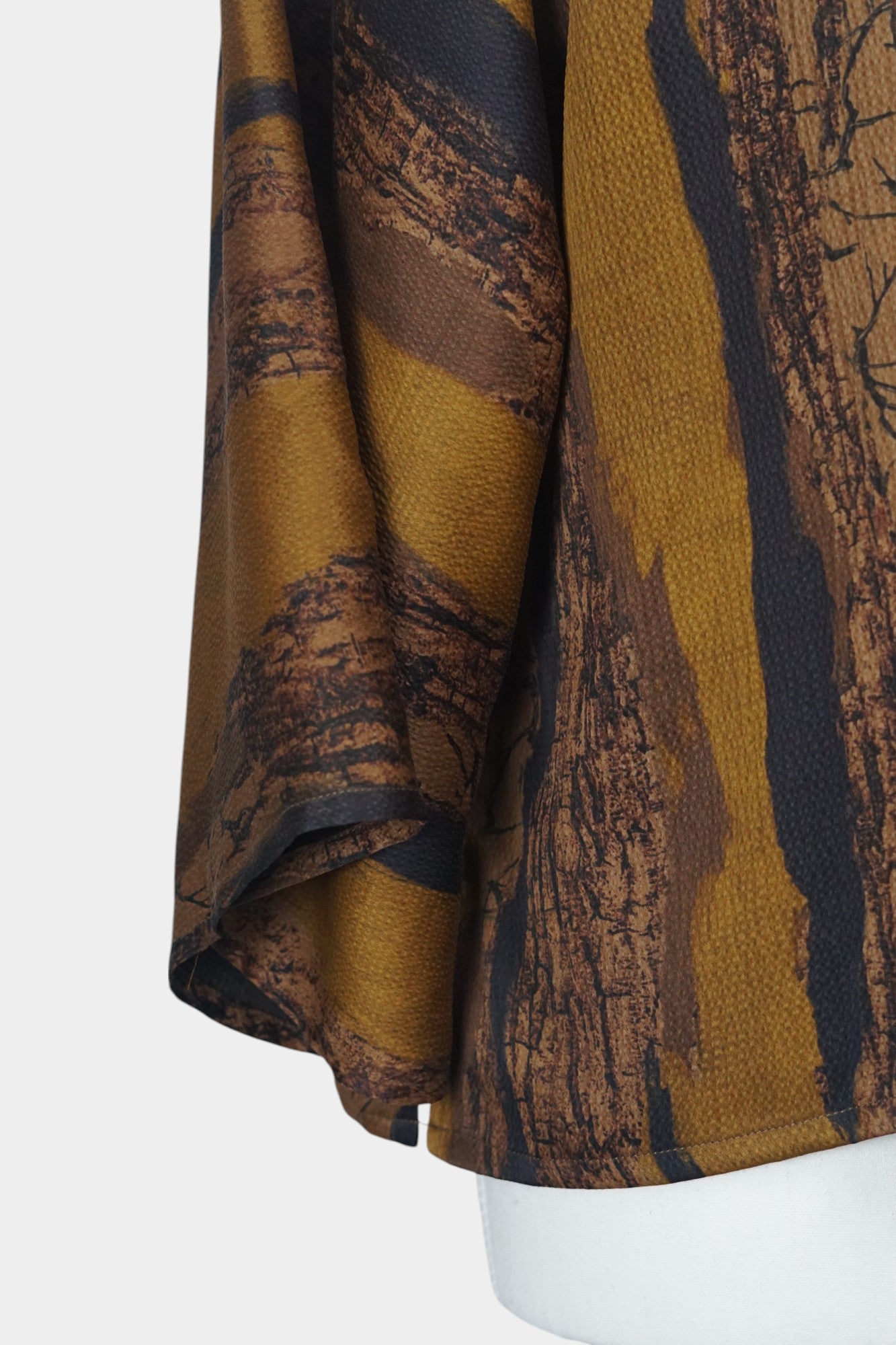 Handcrafted Gambiered Guangdong Gauze Silk Wrap Top | Brown & Black