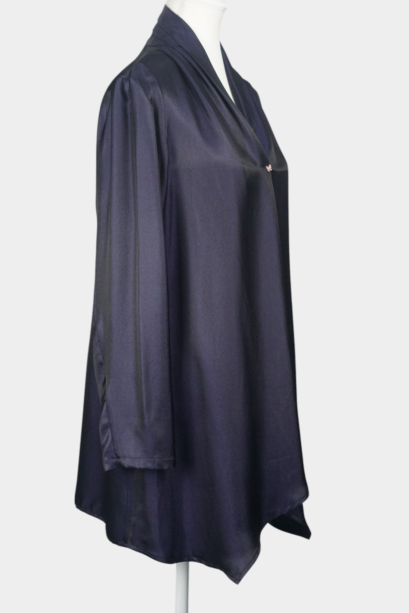 Premium Heavy Mulberry Silk Jacket-Style Blouse | Dark Purple