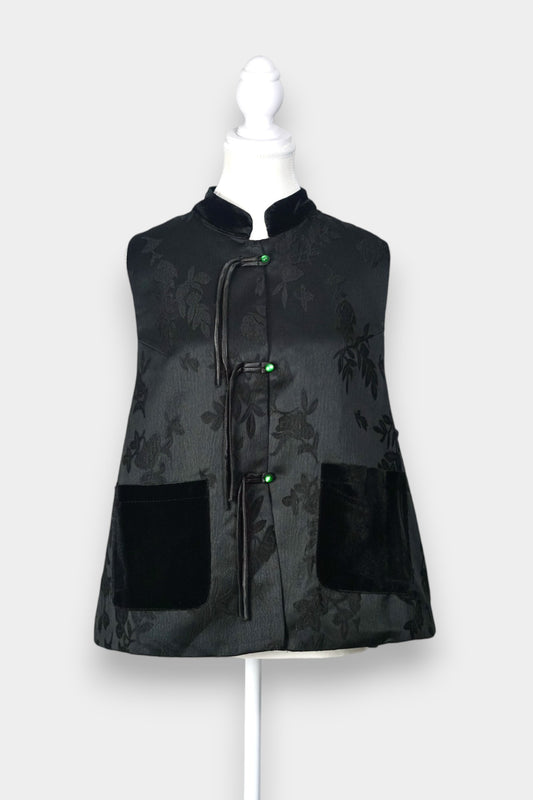 Handcrafted Floral Song Dynasty Brocade Silk Vest | 100% Mulberry Silk Outerwear