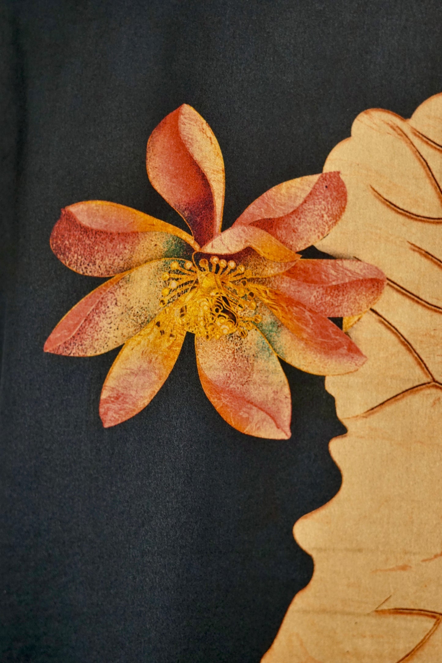 Gambiered Guangdong Gauze Silk Blazer | Earthy Leaf Print