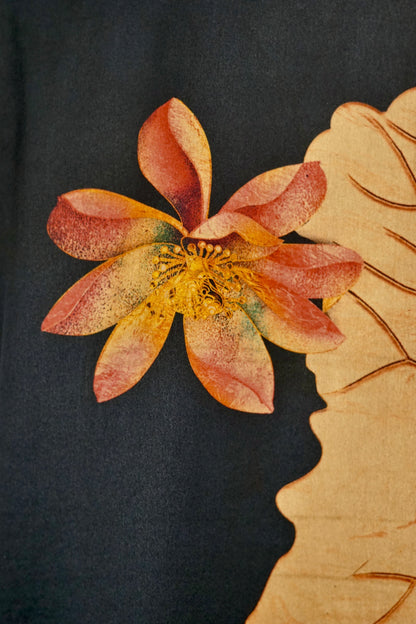 Gambiered Guangdong Gauze Silk Blazer | Earthy Leaf Print