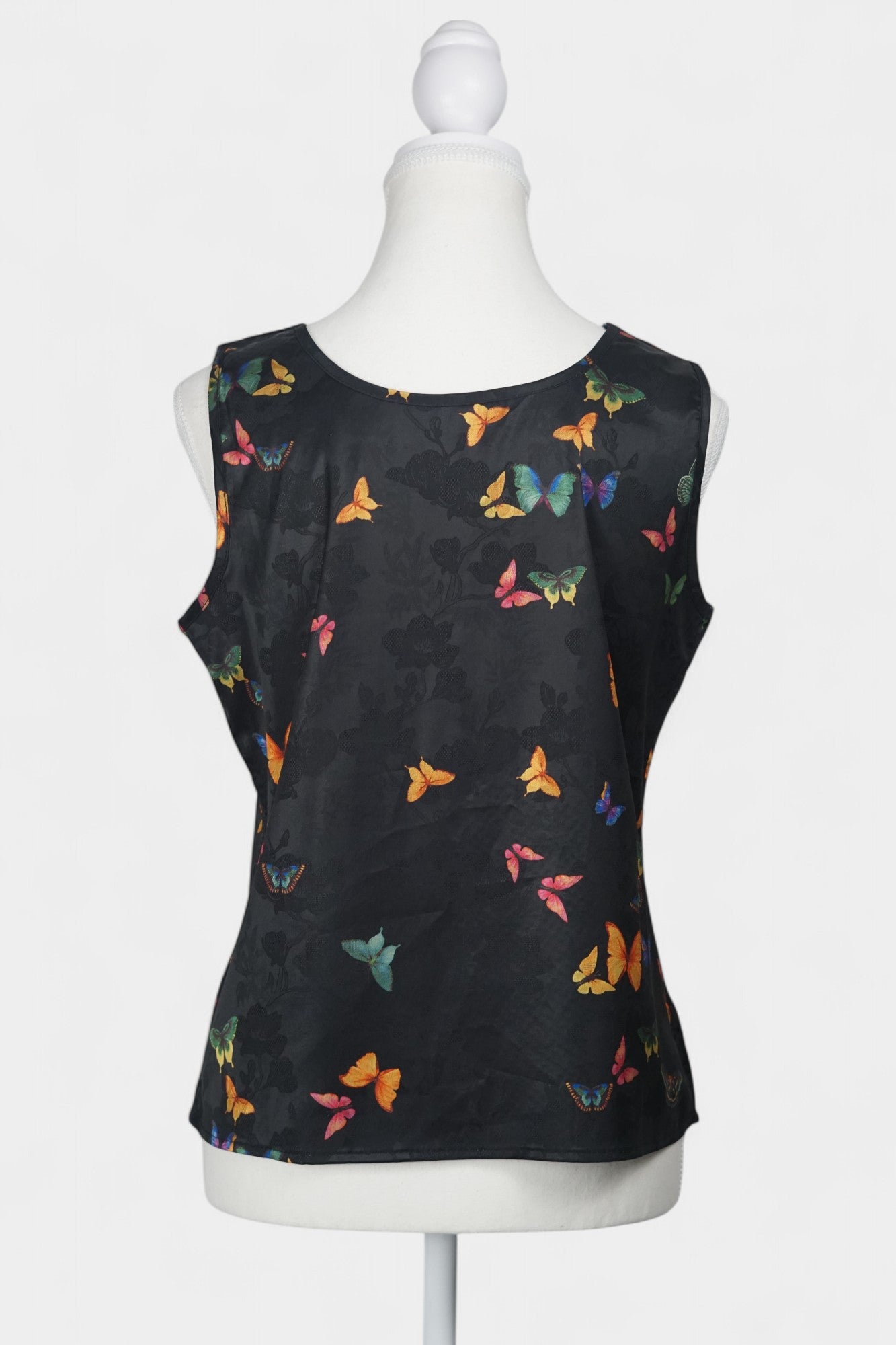 Gambiered Guangdong Gauze Silk Sleeveless Top | Butterfly Jacquard