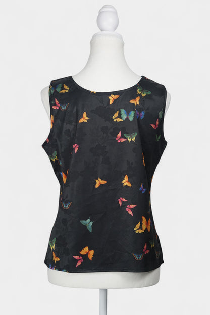 Gambiered Guangdong Gauze Silk Sleeveless Top | Butterfly Jacquard