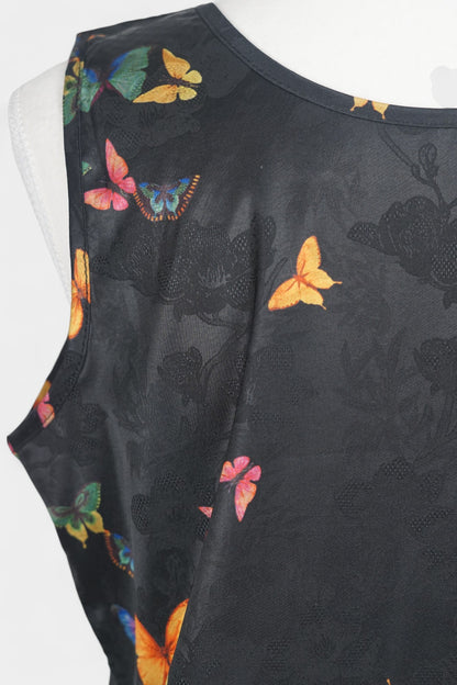 Gambiered Guangdong Gauze Silk Sleeveless Top | Butterfly Jacquard