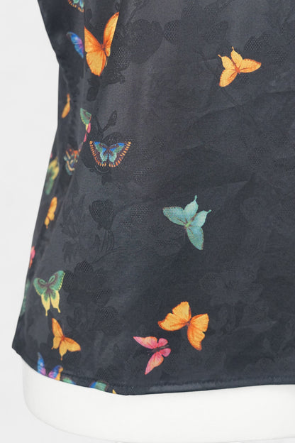 Gambiered Guangdong Gauze Silk Sleeveless Top | Butterfly Jacquard