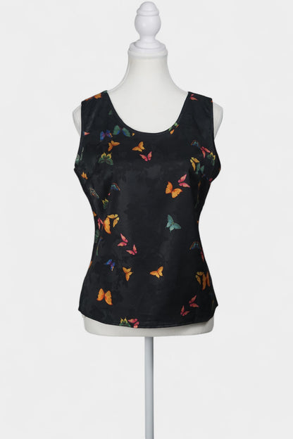 Gambiered Guangdong Gauze Silk Sleeveless Top | Butterfly Jacquard