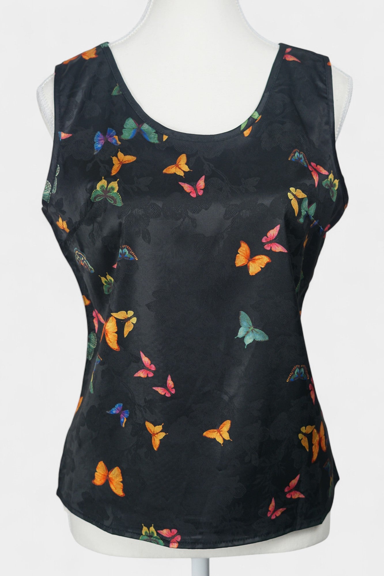 Gambiered Guangdong Gauze Silk Sleeveless Top | Butterfly Jacquard