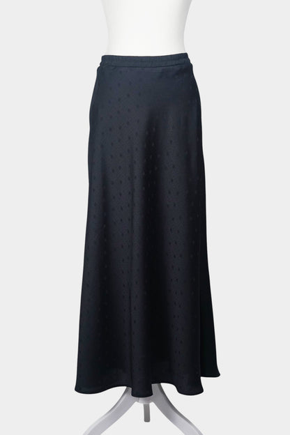 Mulberry Silk Maxi Skirt | Black with Tonal Jacquard