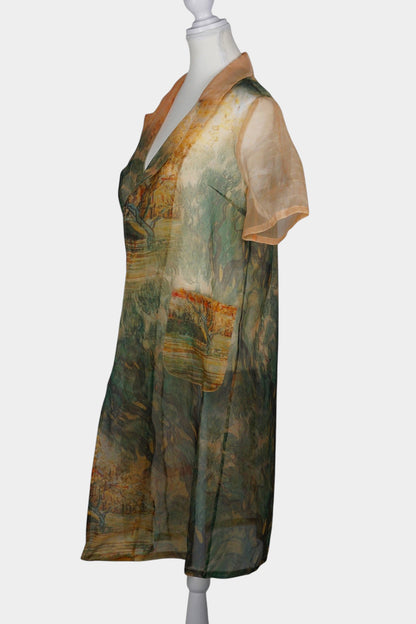 Mulberry Silk Organza Jacket | Scenic Print Cardigan