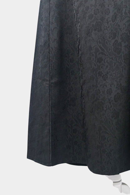 Mulberry Silk Maxi Skirt | Floral Jacquard with Green Knot