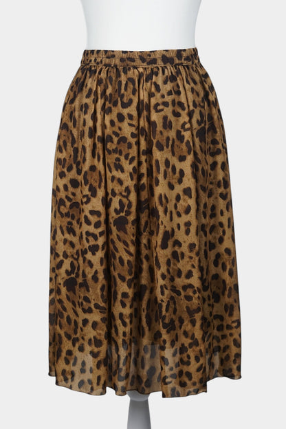Mulberry Silk Midi Skirt | Classic Leopard Print