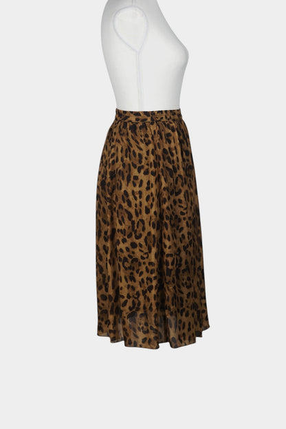 Mulberry Silk Midi Skirt | Classic Leopard Print