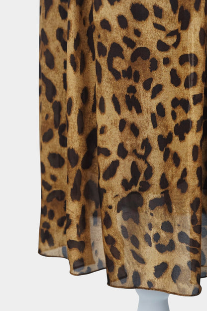 Mulberry Silk Midi Skirt | Classic Leopard Print