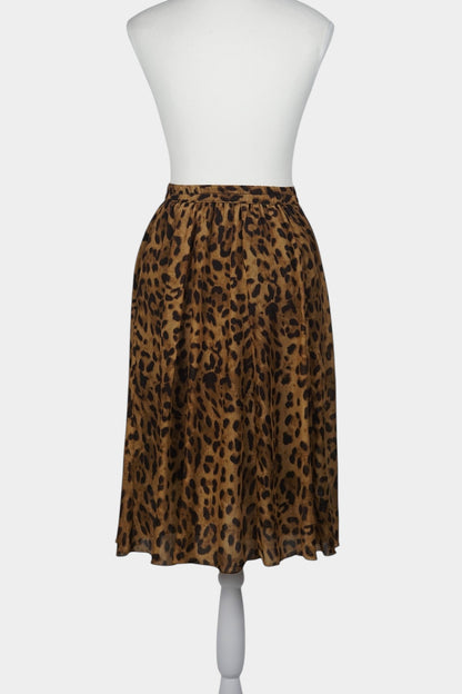 Mulberry Silk Midi Skirt | Classic Leopard Print