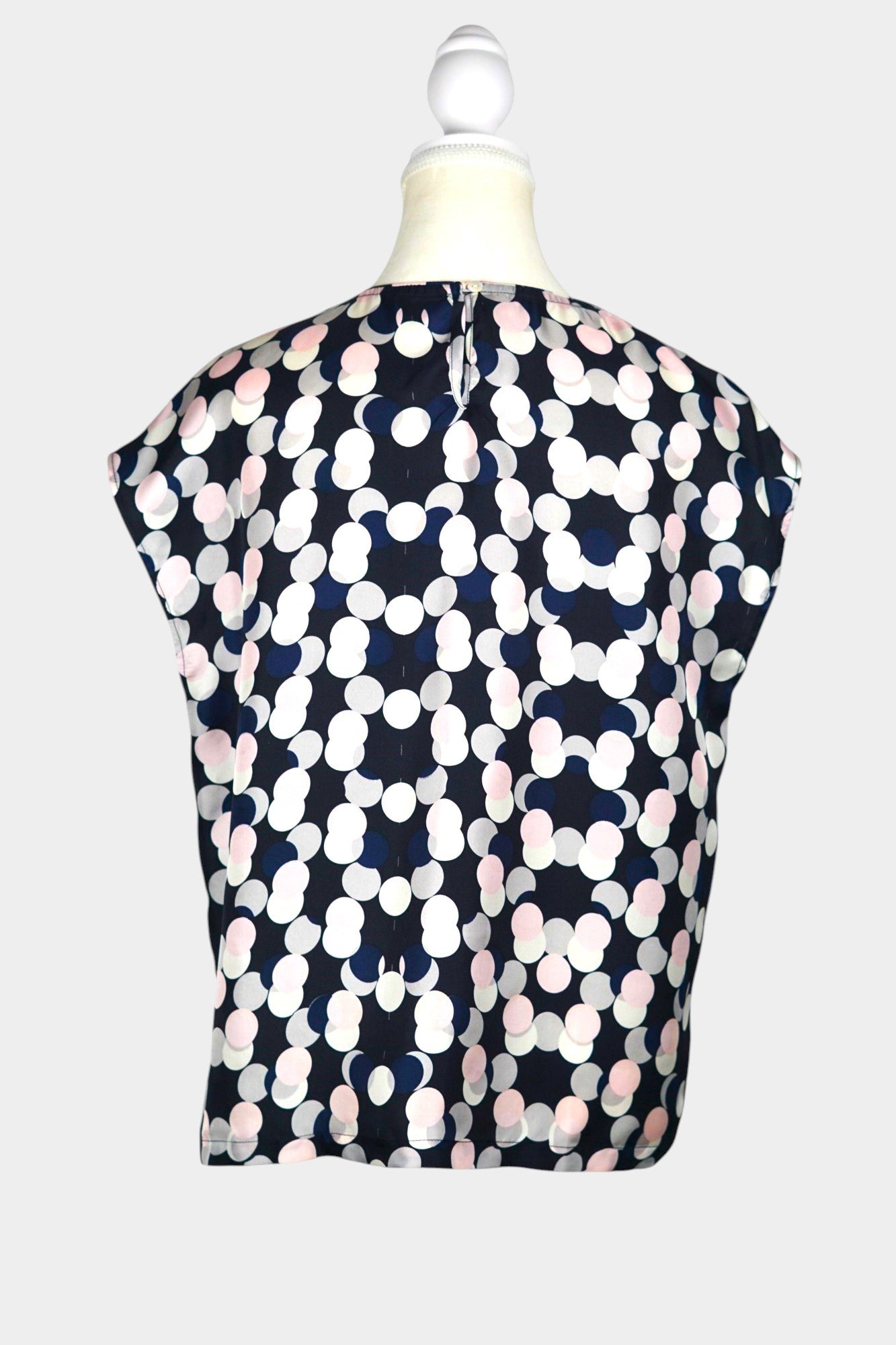 Handcrafted Mulberry Silk Sleeveless Blouse | Multi-Colour Polka Dot