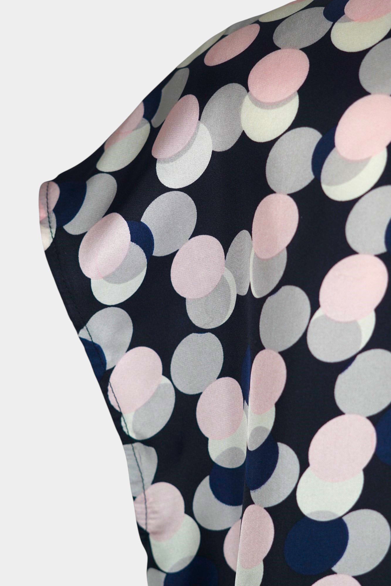 Handcrafted Mulberry Silk Sleeveless Blouse | Multi-Colour Polka Dot