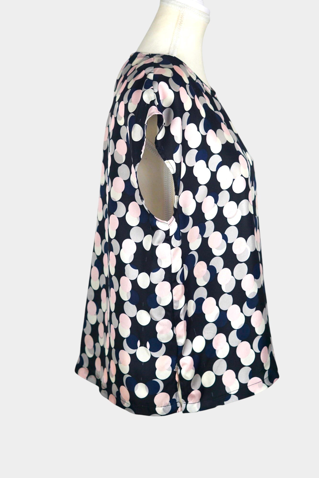 Handcrafted Mulberry Silk Sleeveless Blouse | Multi-Colour Polka Dot