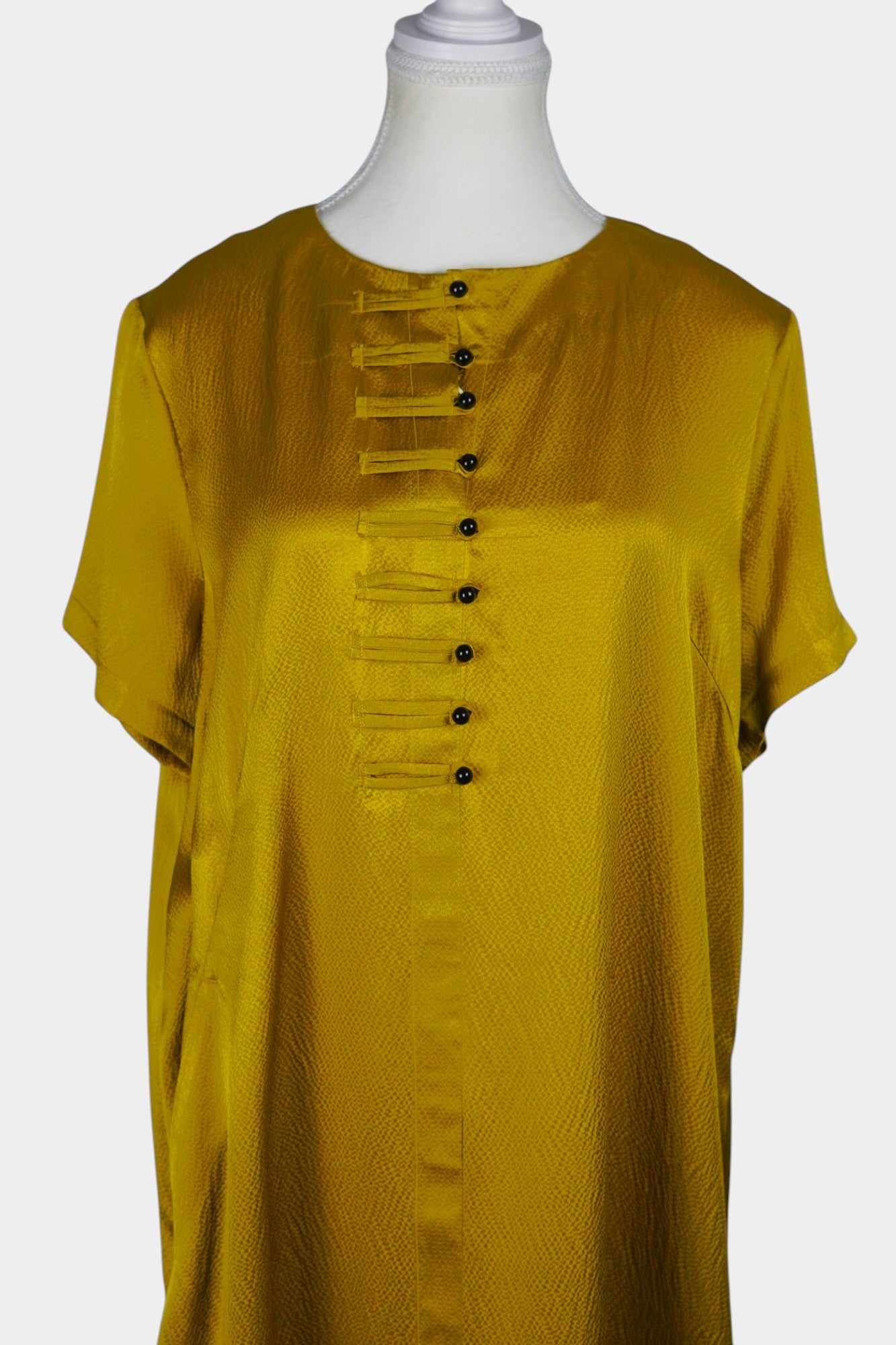 Handmade Golden Mulberry Silk Maxi Dress | Pearl Texture