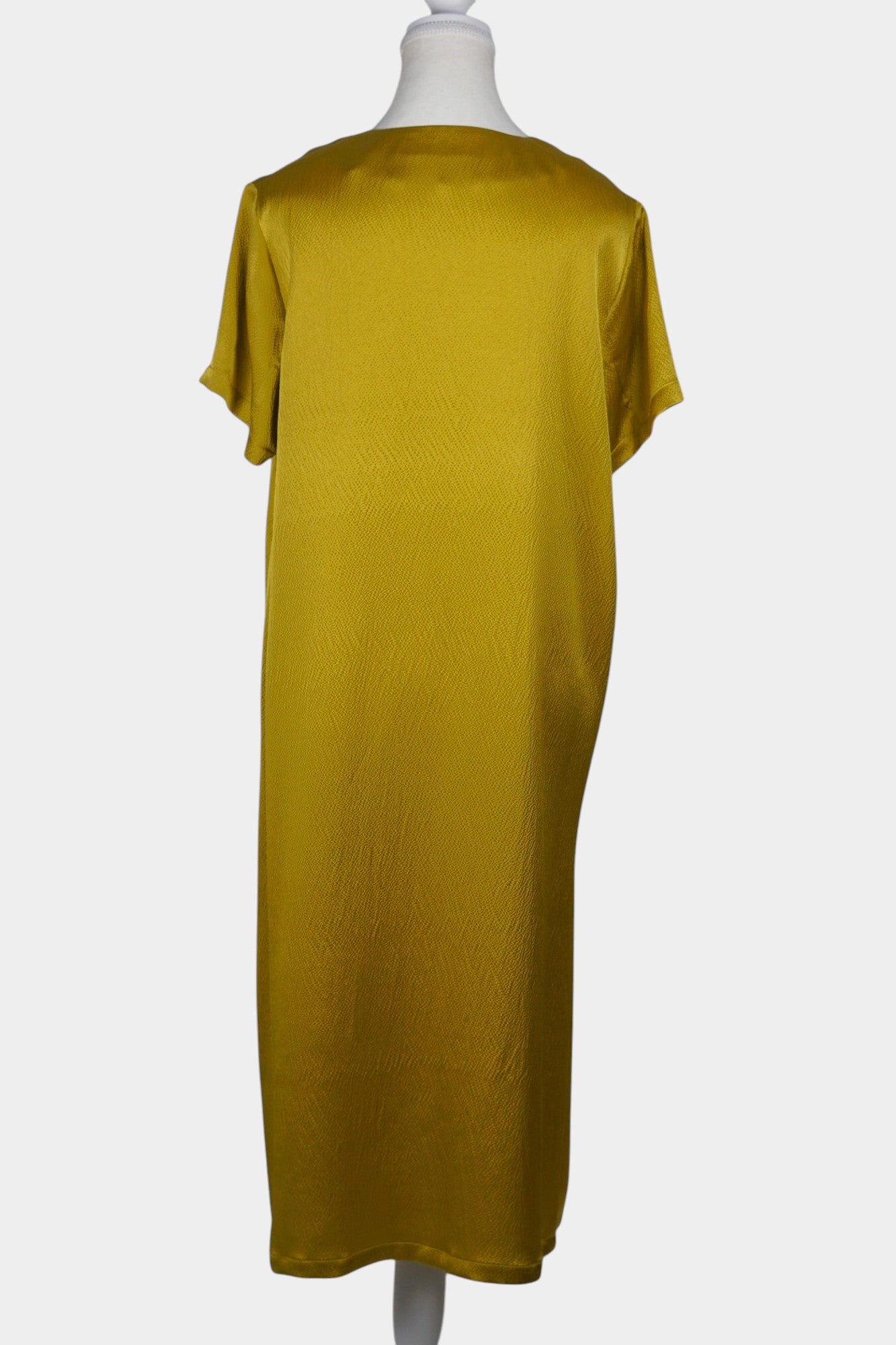 Handmade Golden Mulberry Silk Maxi Dress | Pearl Texture