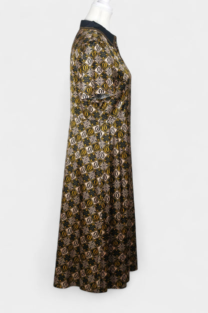 Mulberry Silk Geometric Print Dress | Short-Sleeve