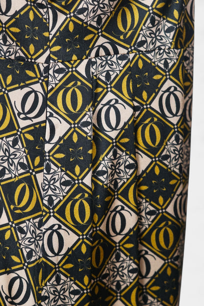 Mulberry Silk Geometric Print Dress | Short-Sleeve