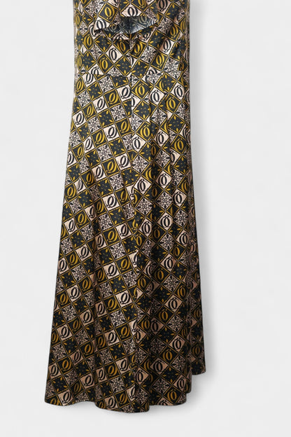 Mulberry Silk Geometric Print Dress | Short-Sleeve