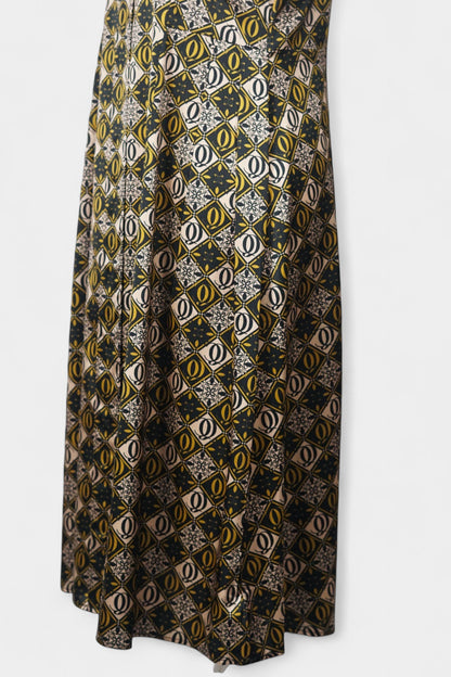 Mulberry Silk Geometric Print Dress | Short-Sleeve