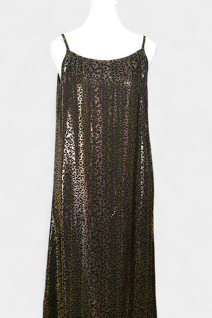 Mulberry Silk Slip Dress | Iridescent Leopard Print